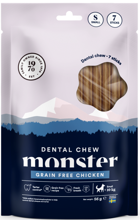 Monster Dog Dental Chew GF hammashoitoherkku kana, S, 7 kpl