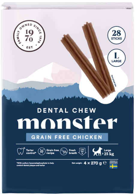 Monster Dog Dental Chew GF hammashoitoherkku kana, L, 28 kpl