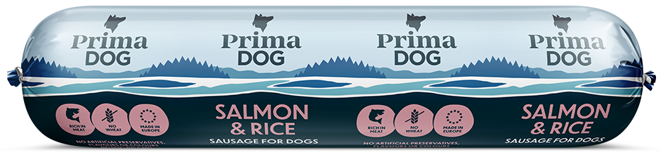 PrimaDog Prima Salmon & Rice -koiranmakkara 800 G