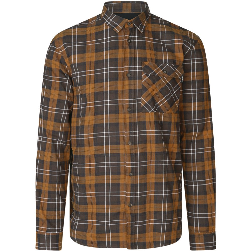 Seeland Glen Flanellskjorta Dark Brown/Camel Check