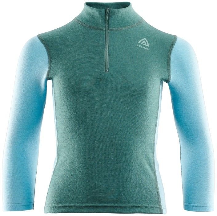 Aclima Kids WarmWool Mock Neck lasten merinopaita North Atlantic / Reef Waters