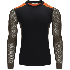 Aclima M's Woolnet Hybrid Crewneck Jet Black/Tarmac/Gold Flame