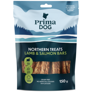 PrimaDog Northern Treats lammas- ja lohipatukka 400 g
