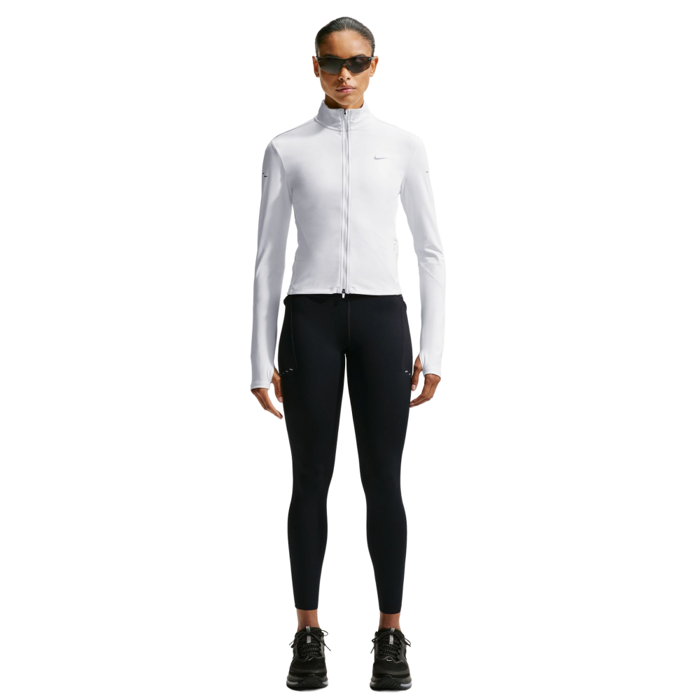 Nike W's Swift High-Waisted 7/8 Running Leggings With Pockets Black/Reflective Silv