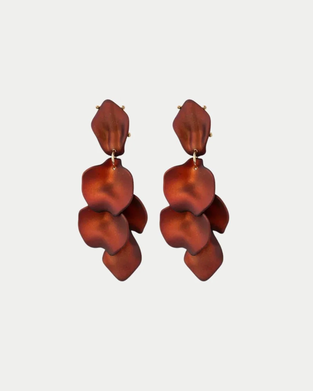 Bow 19 naisten korvakorut Leaf Earrings Metallic, konjakinruskea