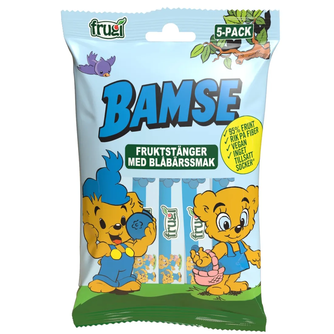 Bamse Mustikanmakuiset Hedelmäpatukat 5 × 15 g