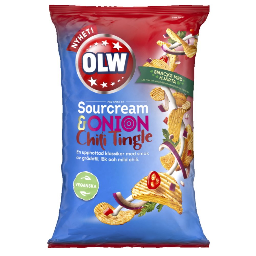 Olw Sourcream & Onion Chili Tringle Vegan 175g