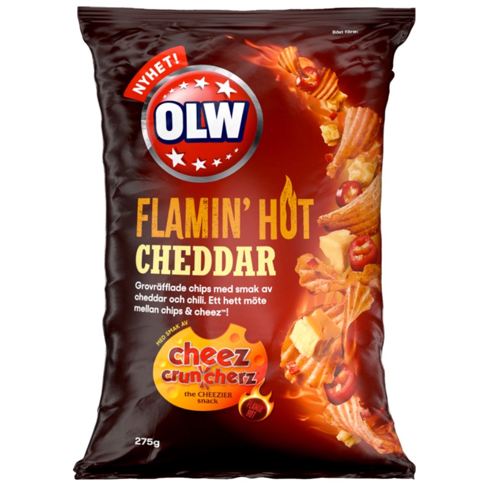 Olw Flamin Hot Cheddar Perunalastut 275g