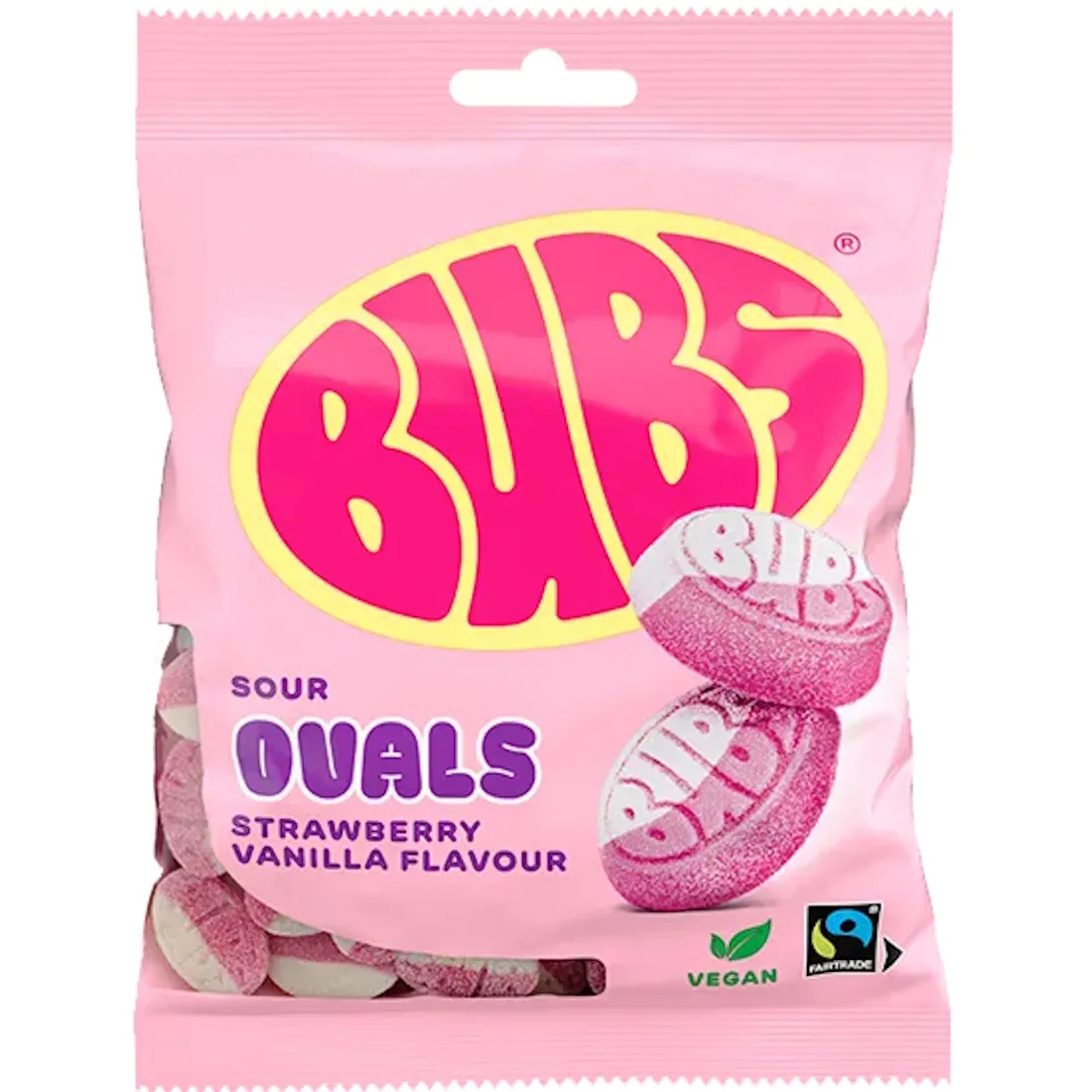 Bubs Ovals Strawberry Vanilla Sour 90g