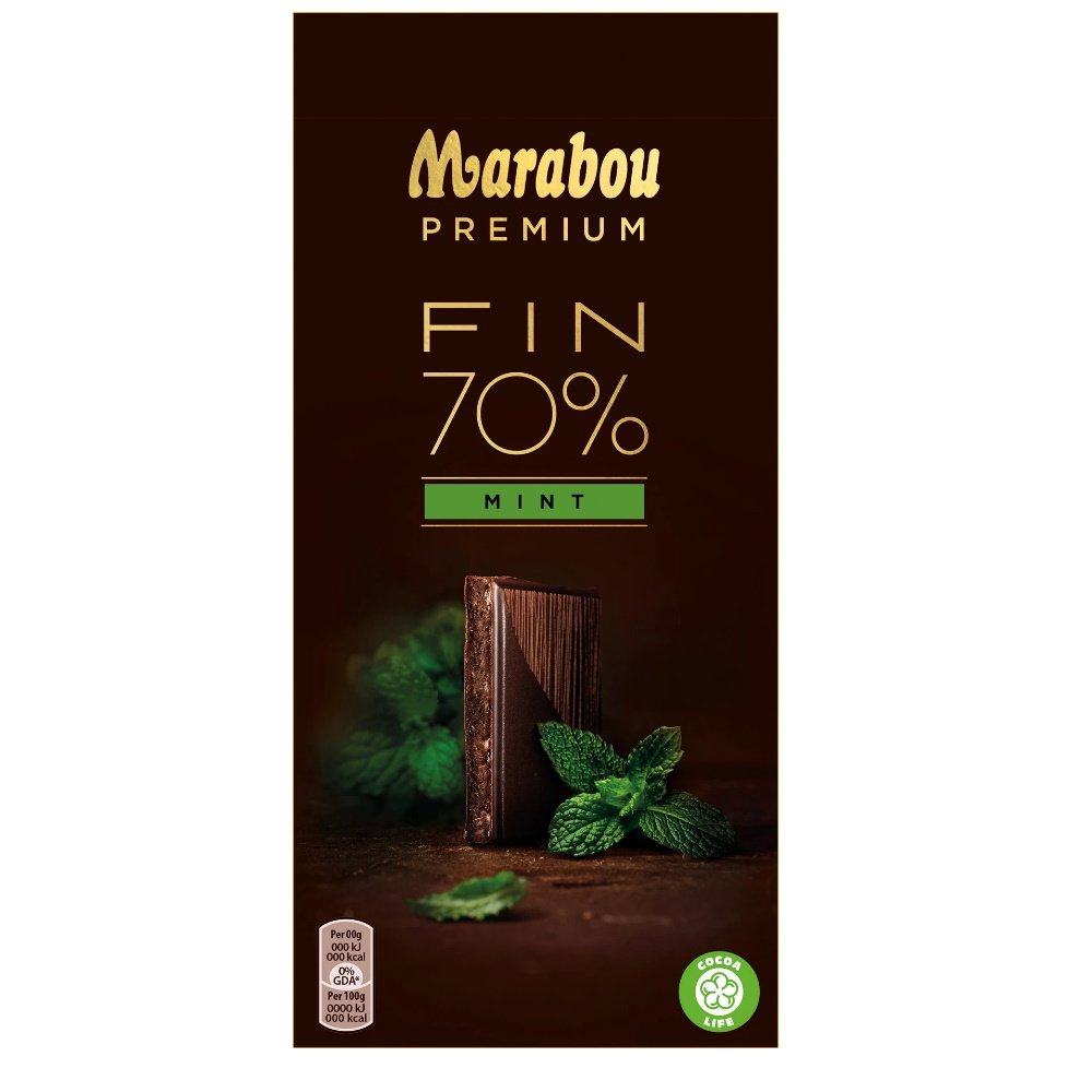 Marabou Premium 70% Kakao Mint Tummasuklaalevy 100g