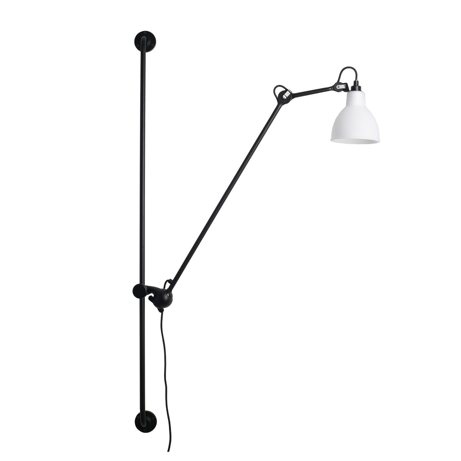 Lampe Gras 214 Round -seinävalaisin, musta/valkoinen, PC - DCW - Olohuone - Design - Metalli - Yksilamppuinen
