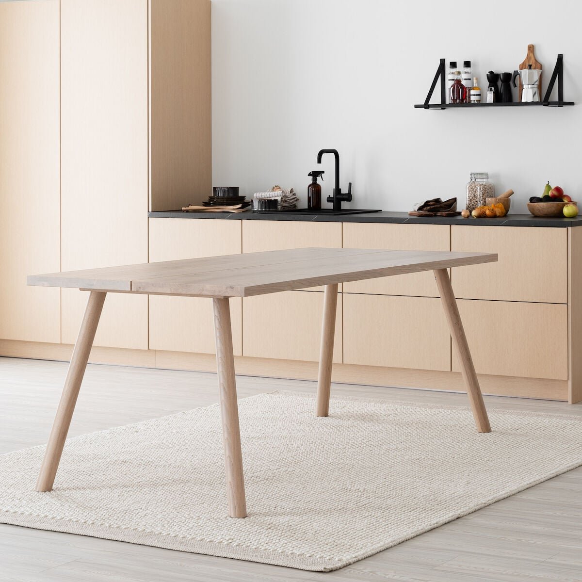 Veini tammi lankkupöytä 180x90 cm valkolakattu tammi