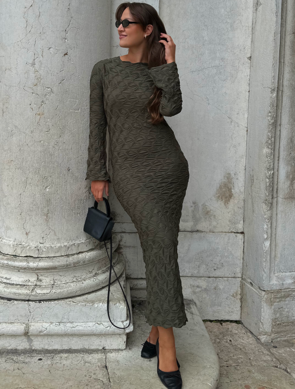 Structure Long Sleeve Midi Dress