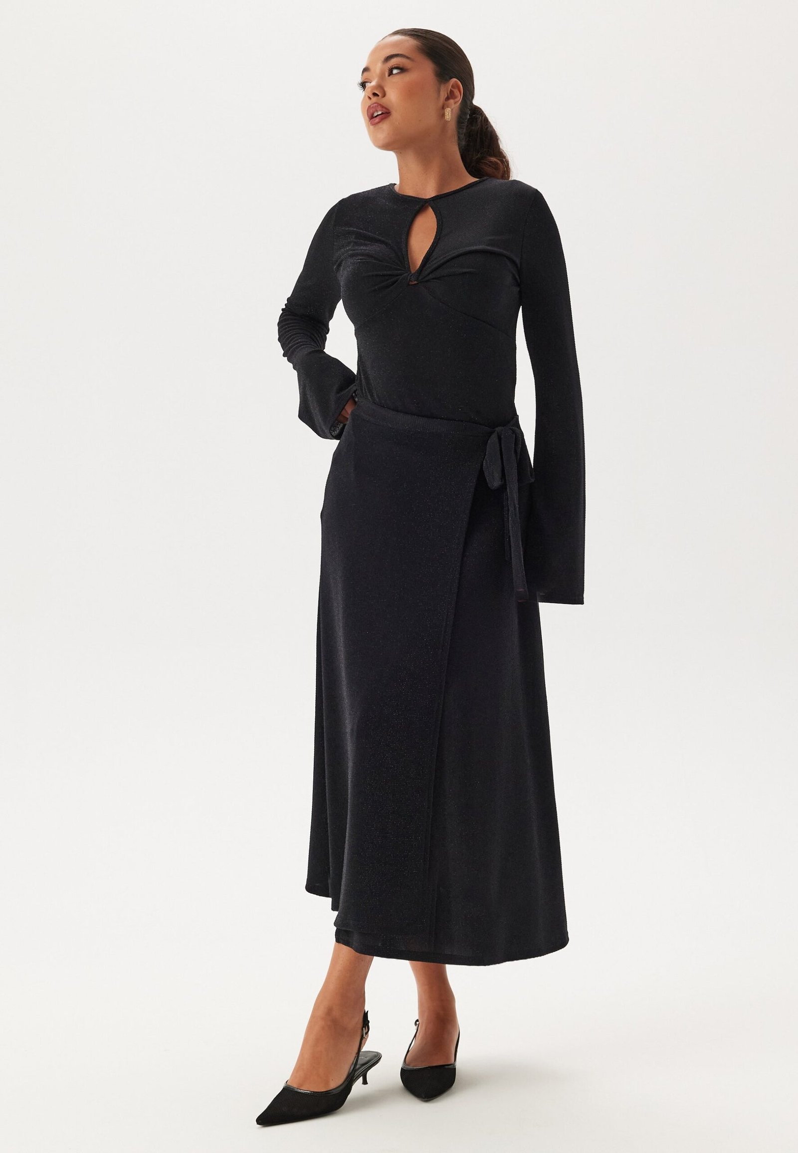 Sparkling Wrap Midi Skirt