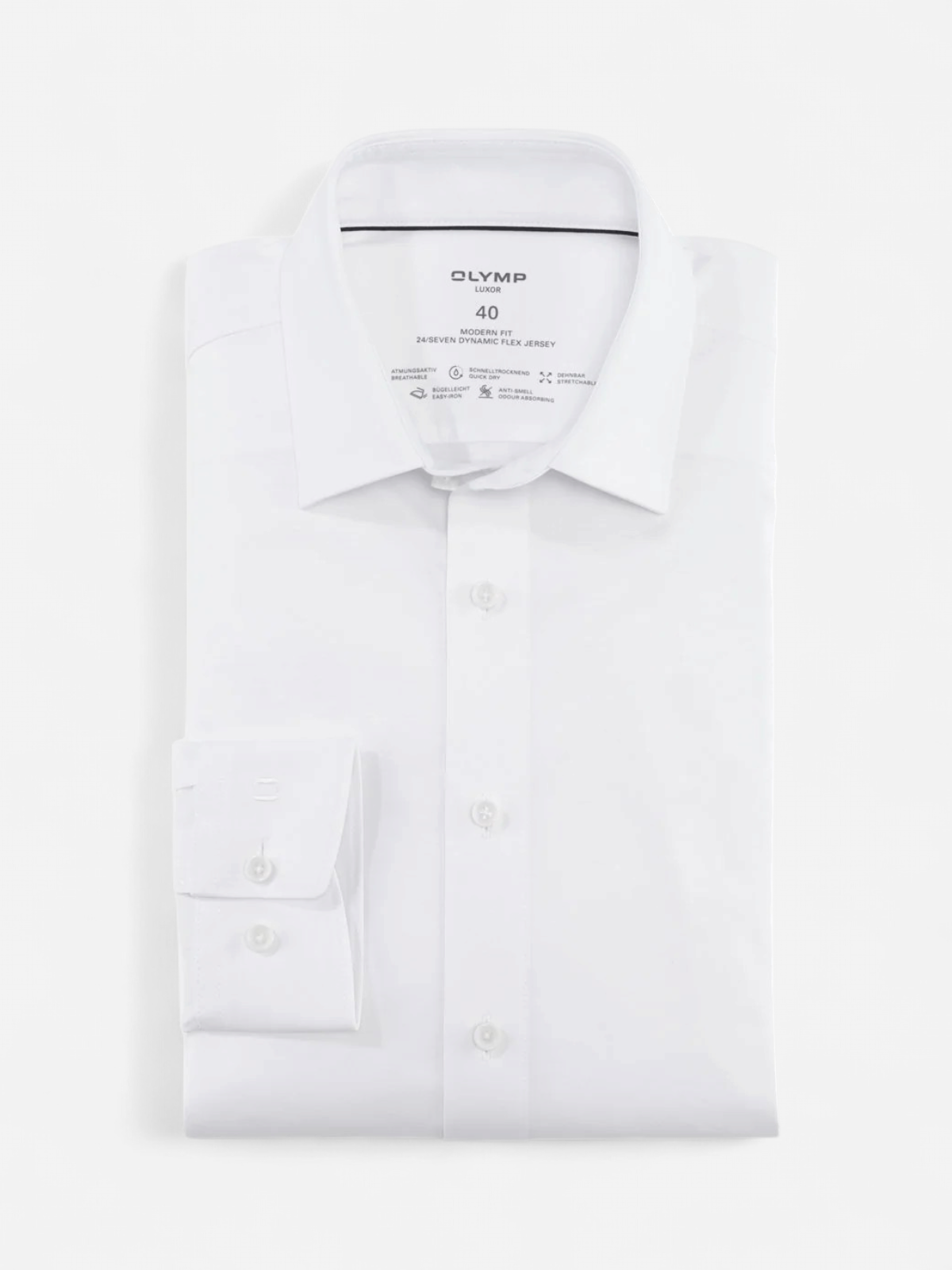 Olymp kauluspaita 24/7 Luxor Modern Fit Jersey, valkoinen