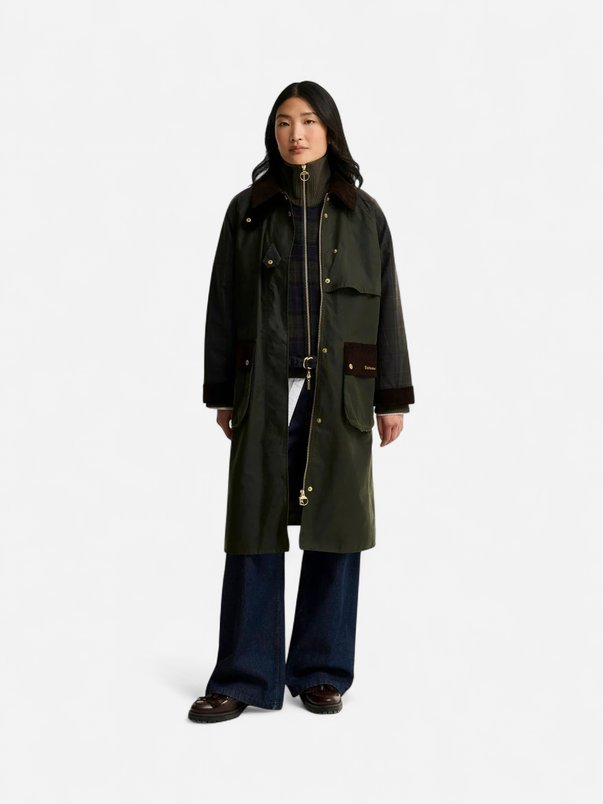 Barbour naisten välikausitakki Kirklees Checked Waxed Jacket, Khaki