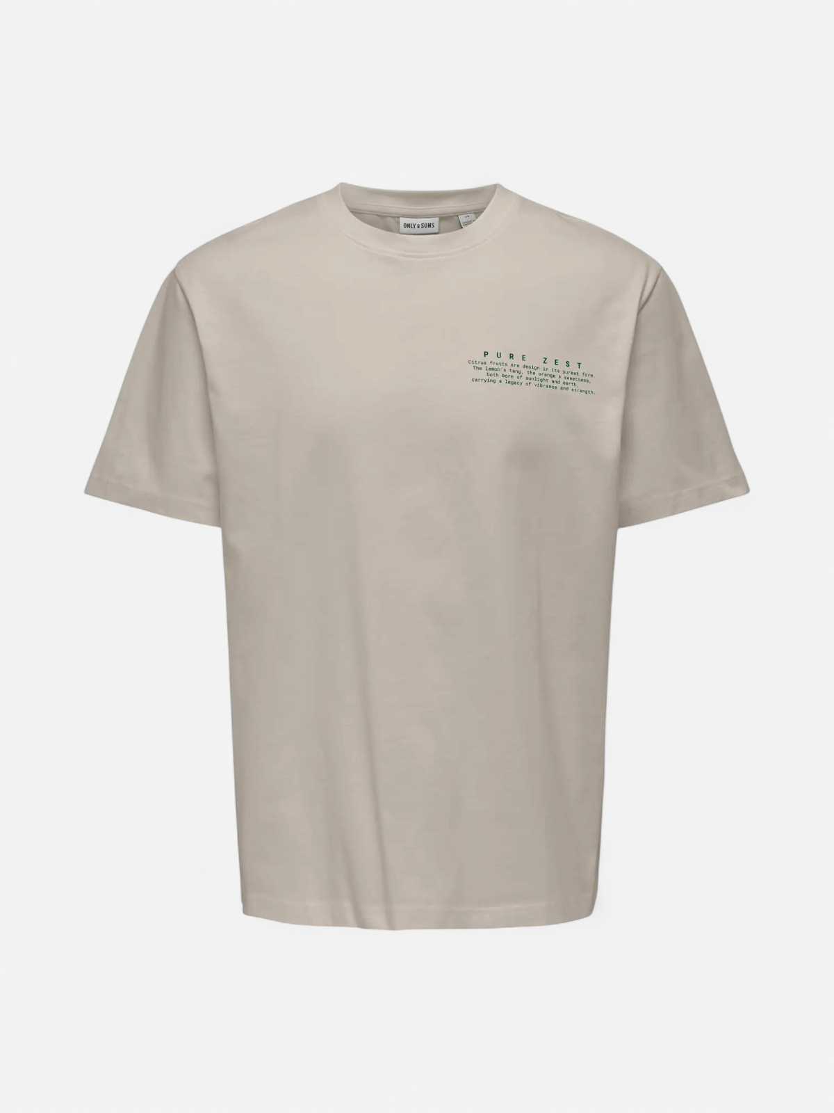 Only and Sons miesten t-paita Onsfred Life RLX SS Print Tee, Silver Lining Citros
