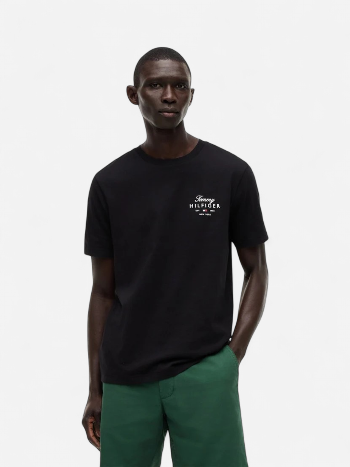 Tommy Hilfiger miesten T-paita Script Stack Regular Tee, musta