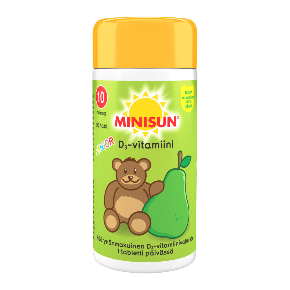 Minisun D-Vitamiini lapselle 10 Mcg Päärynä Junior Nalle 100 tabl