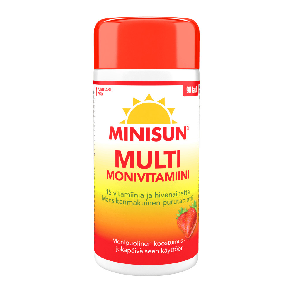 Minisun Monivitamiini Multi Mansikka 90 tabl